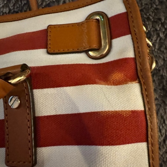 MICHAEL KORS Red and White Striped Hamilton Bag - Picture 11 of 16